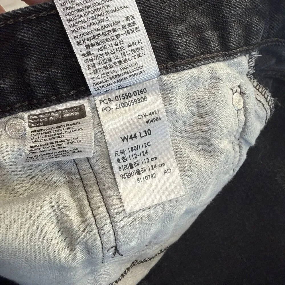 Levi's 550 Men's Black Relaxed Fit Tapered Jeans Size W44 L28 (Tag 44x30) 150th